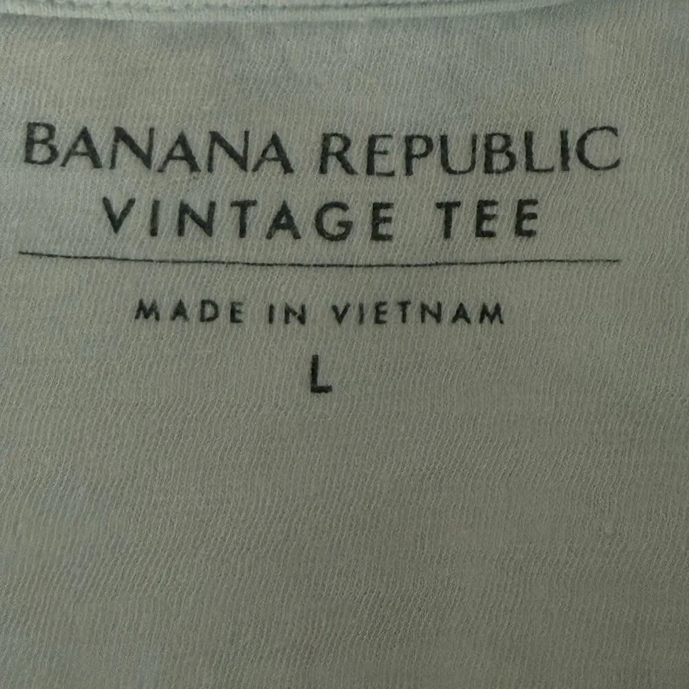 Banana Republic Vintage Graphic T Shirt Mens Large Aqua Palm Stripe Short Sleeve